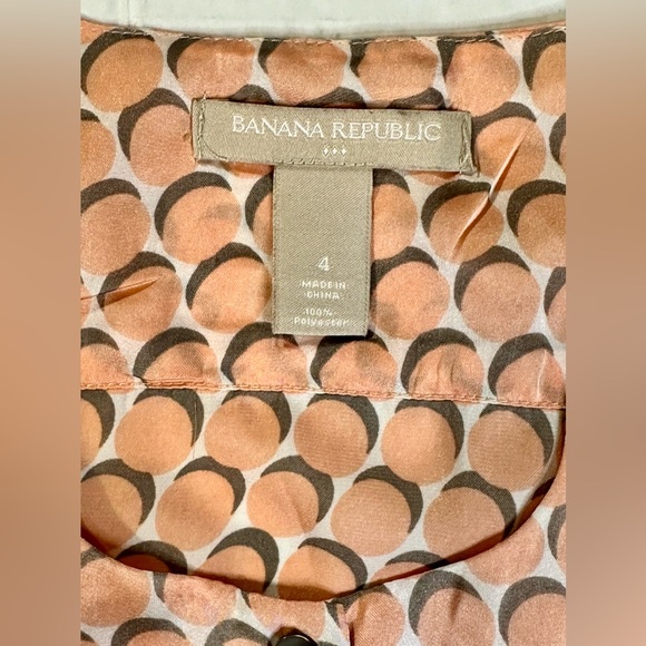 Banana Republic Peach & Gray Sleeveless Button Up Tank Top Blouse Classic Size 4 - Picture 4 of 6